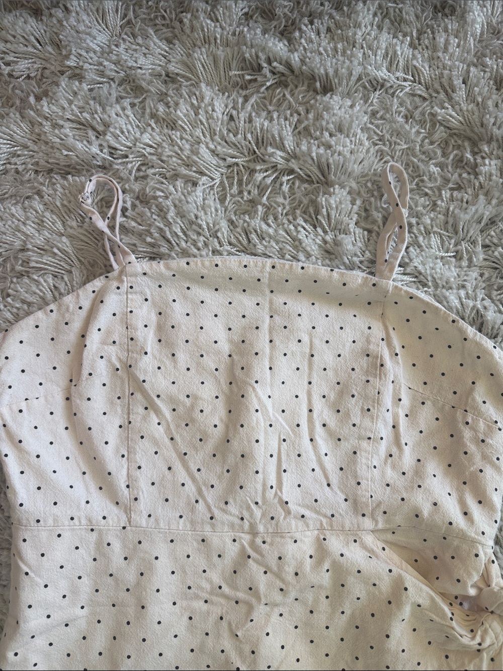 Cream Mini Wrap Dress Black Polka Dot Feminine Summer Vacation - Picture 4 of 8